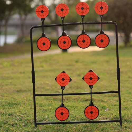 Metal Target, Backyard BB Target, Automatic Reset, Round, Iron, Portable Design, Suitable for Home Garden, Lawn, Farm, Patio, Backyard(Round) (Twelve)
