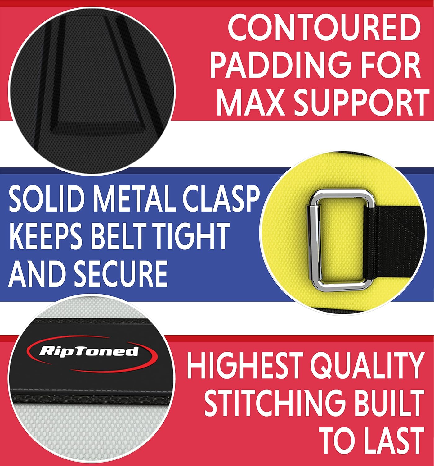 Rip Toned Weight Lifting Belt - Workout Belts for Weightlifting, Powerlifting, Bodybuilding, Strength Training - Back Support for Men & Women - For Squats, Clean, Lunges, Deadlift, Bench Press