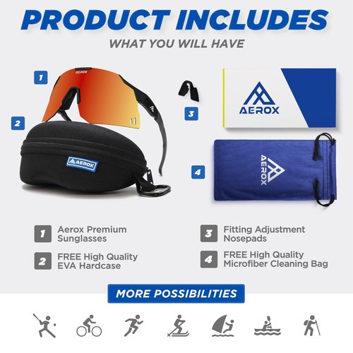 AEROX Running Sunglasses and Sports Glasses for Men and Women - Shades for Cycling and Baseball