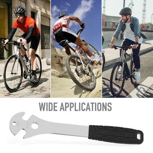 MZYRH Bike Pedal Wrench,Long Handle Bicycle Pedal Removal Tool Spanner for Road and Mountain Bikes (Flat Handle)