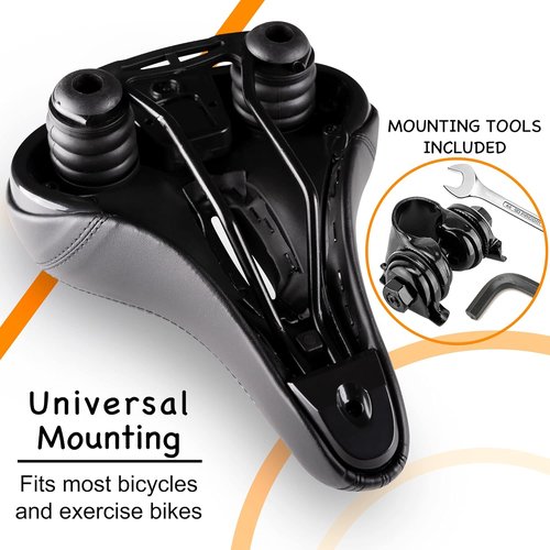 Giddy Up! Bike Seat - Comfortable Premium Bike Saddle for Exercise and Road Bicycle with LED - Wide Padded Bicycle Saddle for Peloton - Replacement Comfort Bicycle Seat Cushion