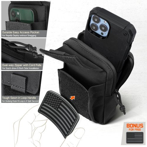 LIVANS Tactical Backpack Accessories Pouch, Molle Accessories Shoulder Strap Attachment Pouches Utility EDC Phone Pouch Sport