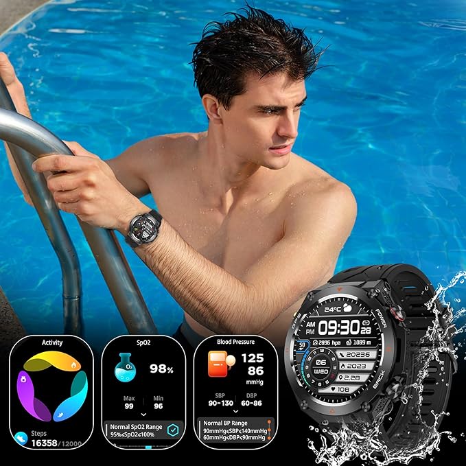 Military Smart Watch with GPS, Pressure/Altitude/Compass, Rugged Smartwatch for Men with 650mAh Extra-Large Battery, Answer/Make Call, 100+ Sports Mode, Metal Body Fitness Tracker for Android iOS