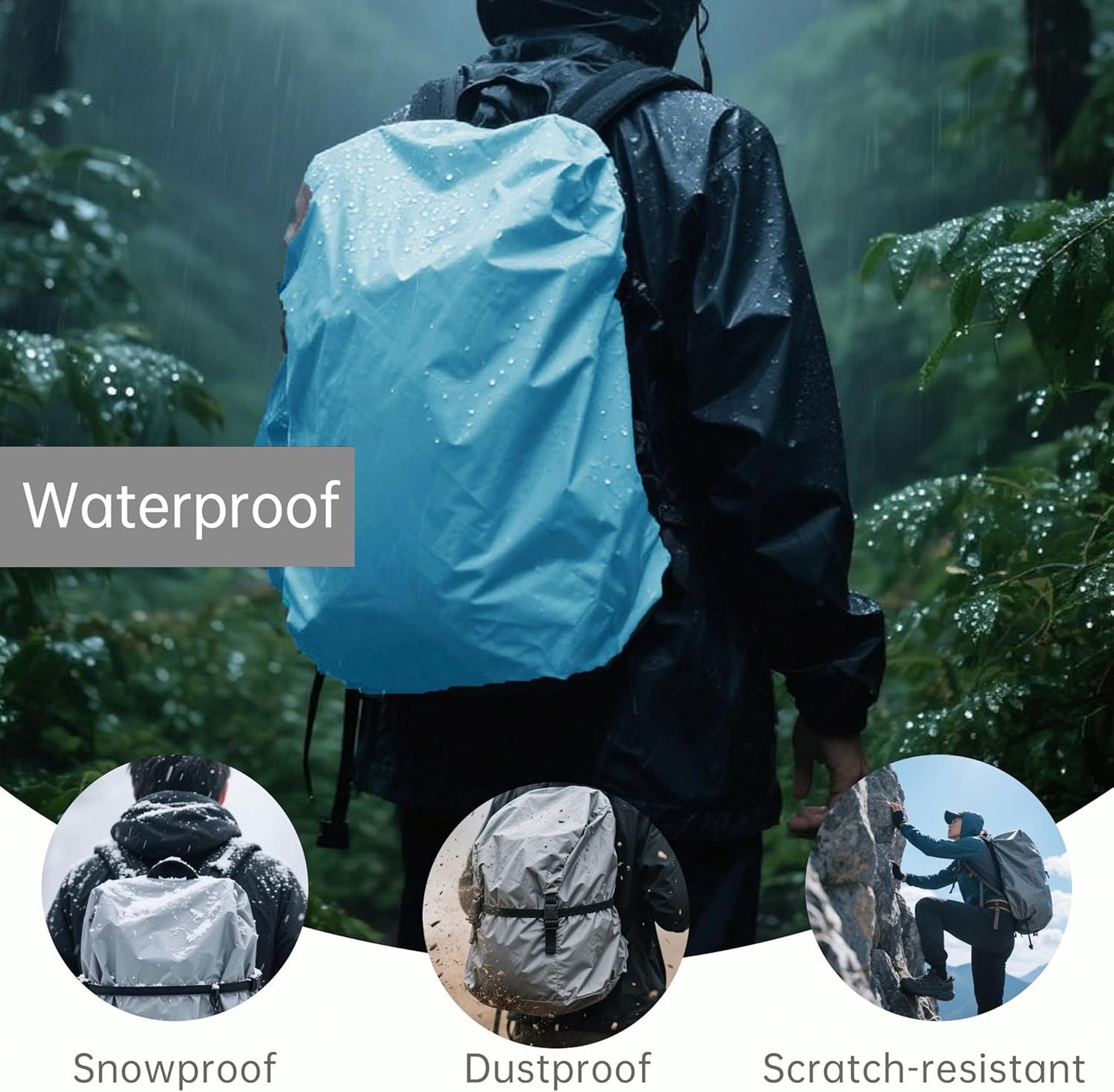 Silfrae Waterproof Rucksack Cover Backpack Rain Cover 30L-100L for Travel Climbing Hiking (Army Green, 30L-40L)