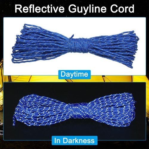 PATIKIL 65 Feet Reflective Guyline Camping Paracord 2mm,3 Pack Tent Cord Guyline Rope Nylon Paracord Rope for Camping Tent Tarp Hiking, Blue (20M)