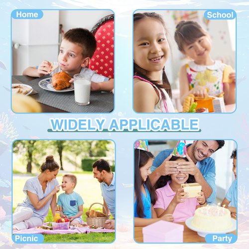Reusable Travel Utensils with Case, Ocean Themed Fork and Spoon Set for Lunch Box, Portable Cutlery Set for Adults Picnic Camping Utensils (2, Light Blue, Deep Green)