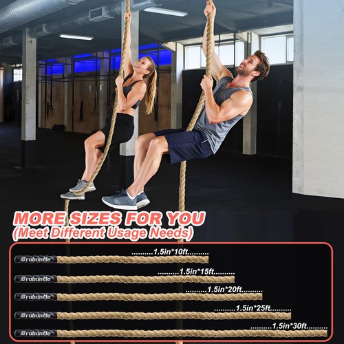 Brobantle Workout Fitness Climbing Rope 20ft, 1.5" Diameter Gym Climbing Rope for Strength Training,Exercise Climbing Rope for Adults Outdoor Indoor