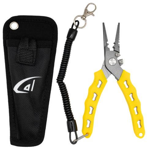 danco 6 inch Fishing Pliers, 420 Stainless Steel Fishing Tool, Non-Slip Rubber Handles, Tungsten Carbide Cutters, Saltwater Resistant
