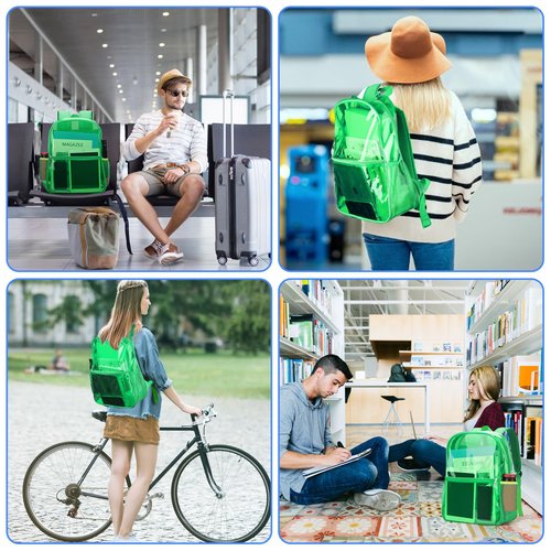 Neurora Clear Backpack Heavy Duty TPU Transparent Backpack for Sports,Work,Security Travel.(Green)