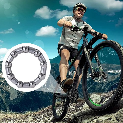 Mxxipp 4pcs 1/4in x 9 Balls Bike Ball Crank Bearing, Stainless Steel Bottom Brackets Retainer, Bicycle Axle Wheel Frame Bearing Replacement for Mountain Bike- Black
