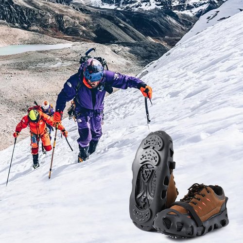 LACE INN Non Slip Gripper Spikes for Shoes, Ice Snow Grips Traction Cleats with 30 Steel Studs Crampon for Walking On Snow and Ice (Size L)