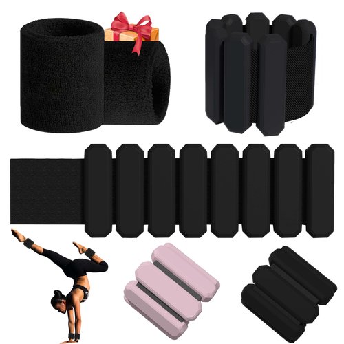 Mibcocny Pilates Wrist And Ankle Weights For Women At Home, Adjustable Arm & Leg Ankle Weights For Men, 1 lb Weights Set Of 2 For Walking Workout Dance Yoga Running (Black)