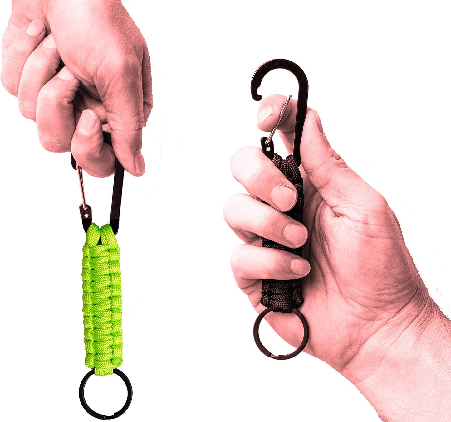 Paracord Lanyard Keychain with Carabiner Hook and Key ring