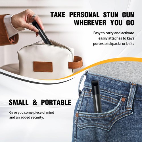 REAX Pain Pen stun Gun for self Defense - Tactical Stun Pen for Women and Men, Mini Stun Gun USB Rechargeable Compact and Concealable for Protection (Black)