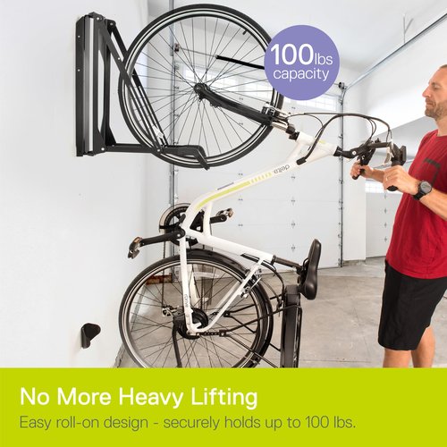 Pivot Bike Storage Rack Black by Delta Cycle - Bike Rack Garage Wall Mount Swivels to Save Space - No Heavy Lifting Required Vertical Bike Rack - Indoor Bike Storage Wall Hanger Holds Up to 100 lbs