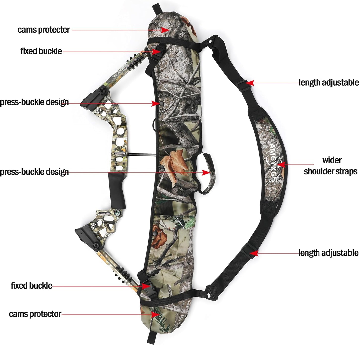 ZSHJGJR Archery Compound Bow Sling String Protector Cams Case Carrying Shoulder Strap Holder Accessories for Outdoor Hunting