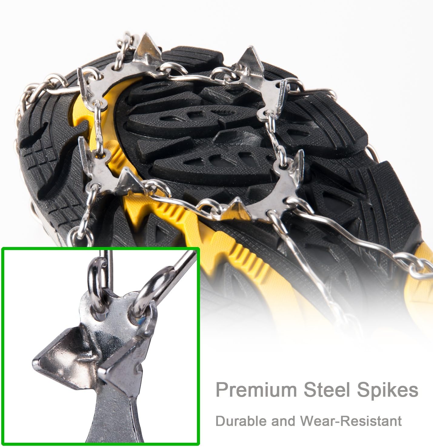 OuterStar Traction Cleats Ice Snow Grips Anti Slip 18 Stainless Steel Spikes Crampons Footwear