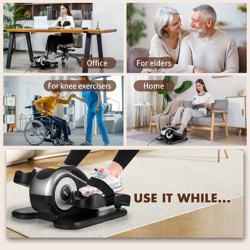 Wesec Under Desk Elliptical Machine, Electric Elliptical Training Machine for Seniors w/Remote & 12 Speeds Level, Manual & Auto Mode, Seated Pedal Exerciser for Home Office (Black)
