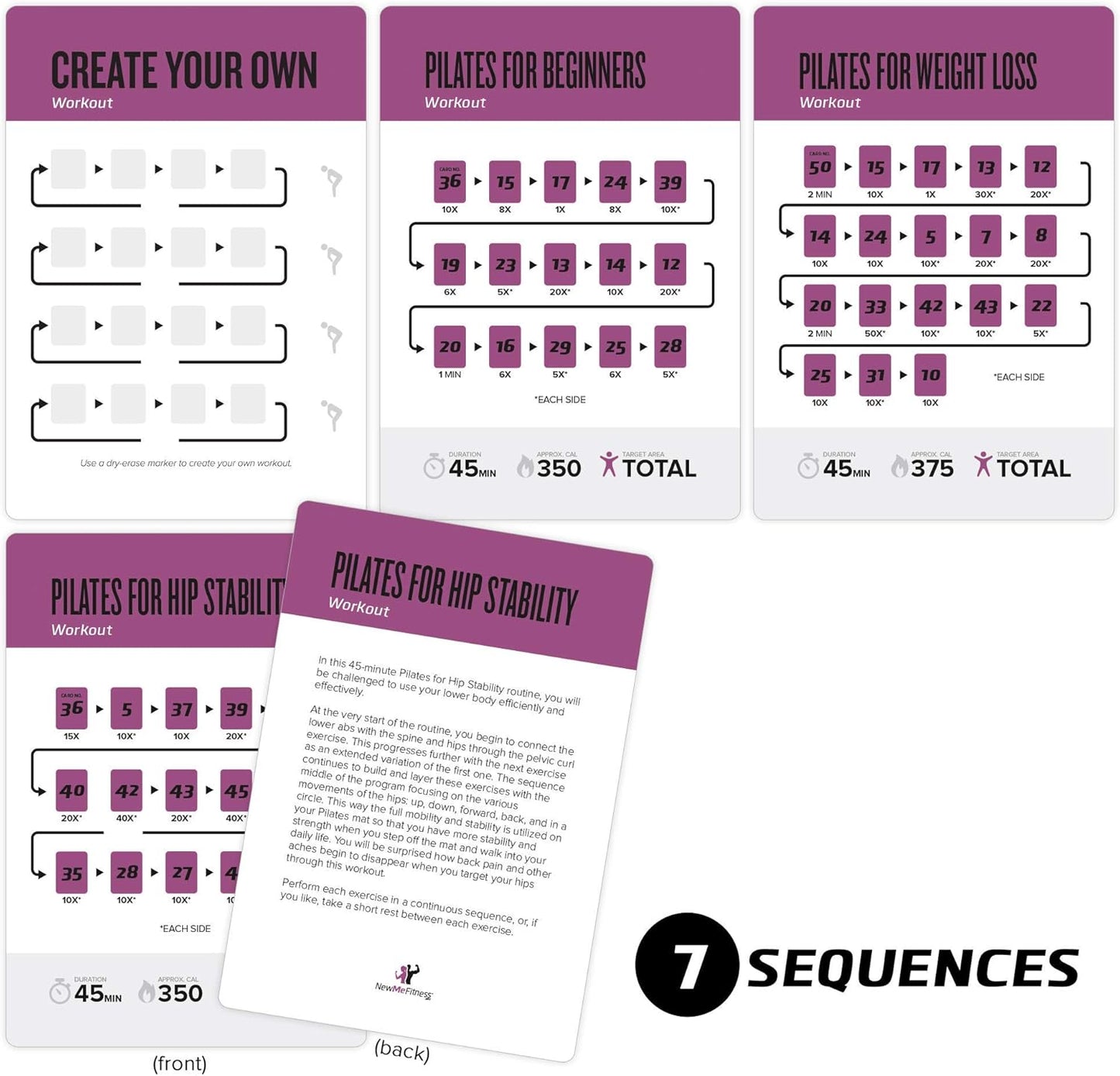 NewMe Fitness Yoga Pose Workout Cards, Instructional Fitness Deck for Women & Men, Beginner Fitness Guide to Training Exercises at Home or Gym