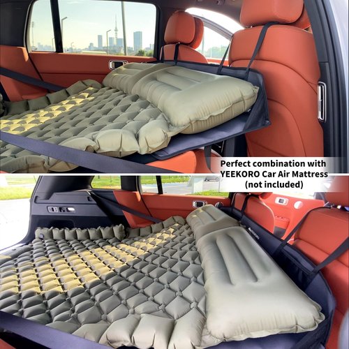 YEEKORO Car Rear Seat Mattress Extension Plate, Foldable Car Back Seat Extender，Portable Mattress for Sleeping, Increase Travel Trunk Space and Car Bed Camping Space for Car, SUV, Model Y/3