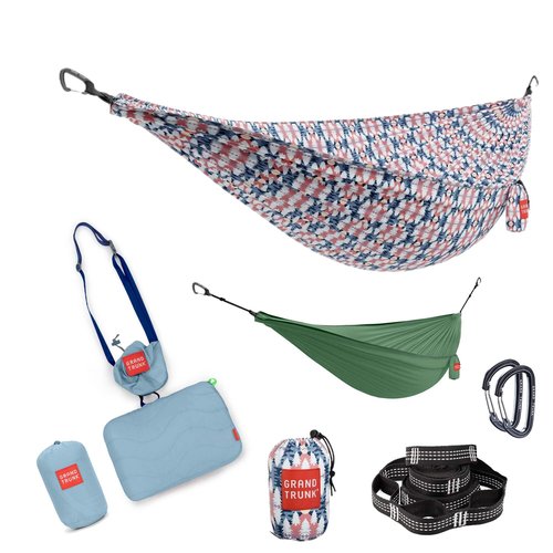 Grand Trunk Ultimate Hammock Bundle – Lightweight Hammock Kit with Adjustable Straps, Travel Pillow & Gear Sling (Wild Forest)