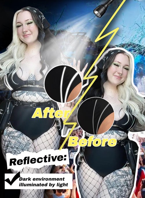 Womens Reflective Rave Booty Shorts - High Waist Thong Bottom Buckle Waistband EDC Pole Dance Pants Festival Outfit(Black,L,13172a)