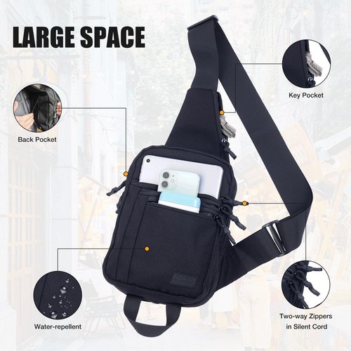 NorthClimbOtd Tactical Sling Chest Bag Concealed Carry Bags with Gun Holder EDC Shoulder Crossbody Casual pac (Black)