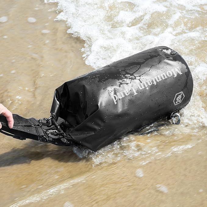 Mountain Land Waterproof Beach Dry Bag 20L Roll Top Backpack Boat Bag Dry Sack for Kayaking Rafting Fishing Hiking Camping Black