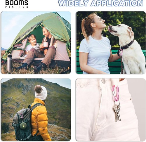 Booms Fishing CC1 Multi-Use Carabiner Clip, 6 Pack Small Caribeener Clips, Mini Keychain Caribeaner Clip 2 inch, Aluminum D Ring Carabiners, Multi-colored
