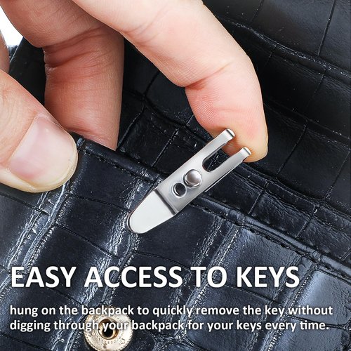 Molain 5Pcs Pocket Bag Suspension Clip With Keychain, Stainless Steel Waist Belt Hanging Clip Key Buckles, Silver