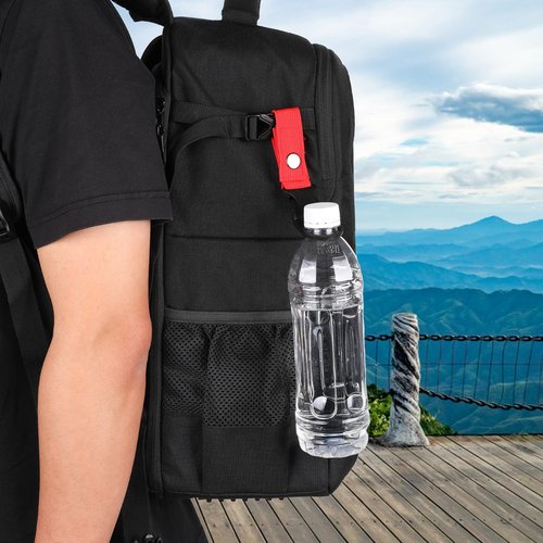 Ymapinc 4pcs Hanging Bottle Buckle Clip Portable Mineral Water Bottle Clip Ring for Backpack Belt Nylon Webbing Strap for Outdoor Camping Hiking Traveling