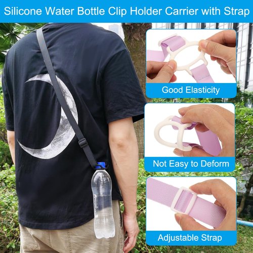 PATIKIL 2.5CM Water Bottle Lanyard, 10 Pcs Adjustable Holder Shoulder Strap with White Ring Buckle Carrier Clips for Hiking Walking Outdoor, Grey