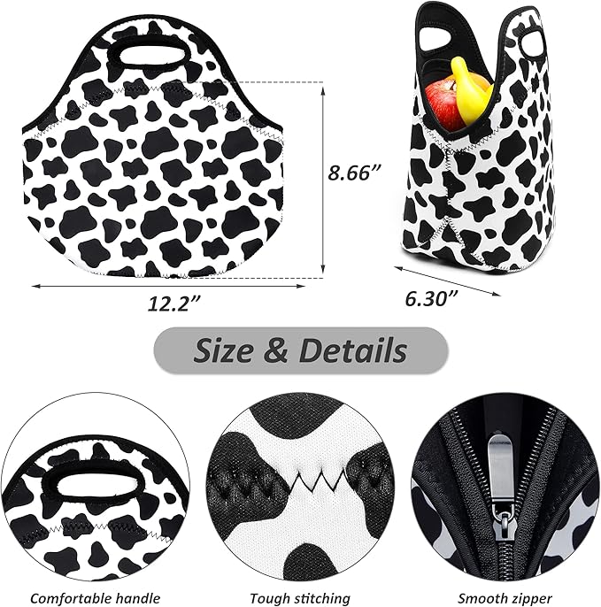 Neoprene Lunch Bags Thermal Insulated Lunch Tote Bag Reusable Washable Neoprene Picnic Bag for Women Men