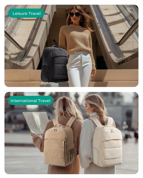 BAGSMART 30L Travel Backpack for Women, Carry on Backpack for Airplanes, Gym Backpack with Shoe Compartment, Lightweight Travel Bag Fits 15.6 Inch, Water-Resistant, Desert