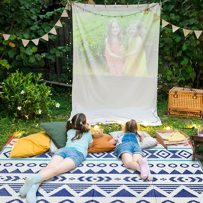 Outdoor Rugs Patio Camping Waterproof - 9x12 Plastic Straw Patio Rug Portable for Campers, Outside RVs Mat, Outdoor Area Carpet for Patios Clearance, Backyard Porch, Balcony, Picnic