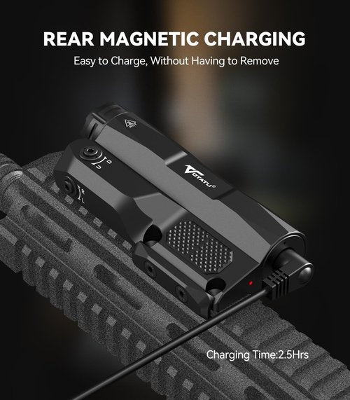 VOTATU M6LP-G High Output Light and Laser Combo Built-in Easy Touch Pad Switch, Rechargeable 3000 LM Flashlight and IIIA Class Green Laser Beam Compatible with Picatinny M-LOK