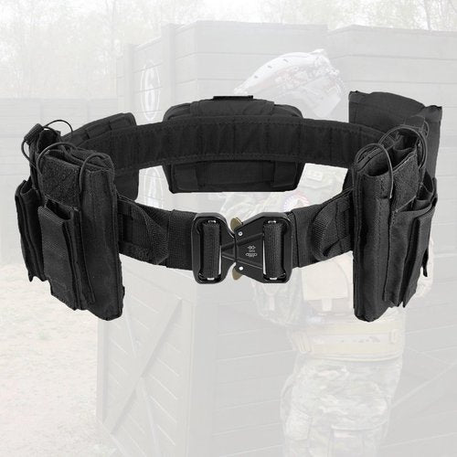 ZGJINLONG Tactical Battle Police Duty belt - 7 in 1 Combat Law Enforcement System Utility Military Belt Molle Accessories Pouches Set