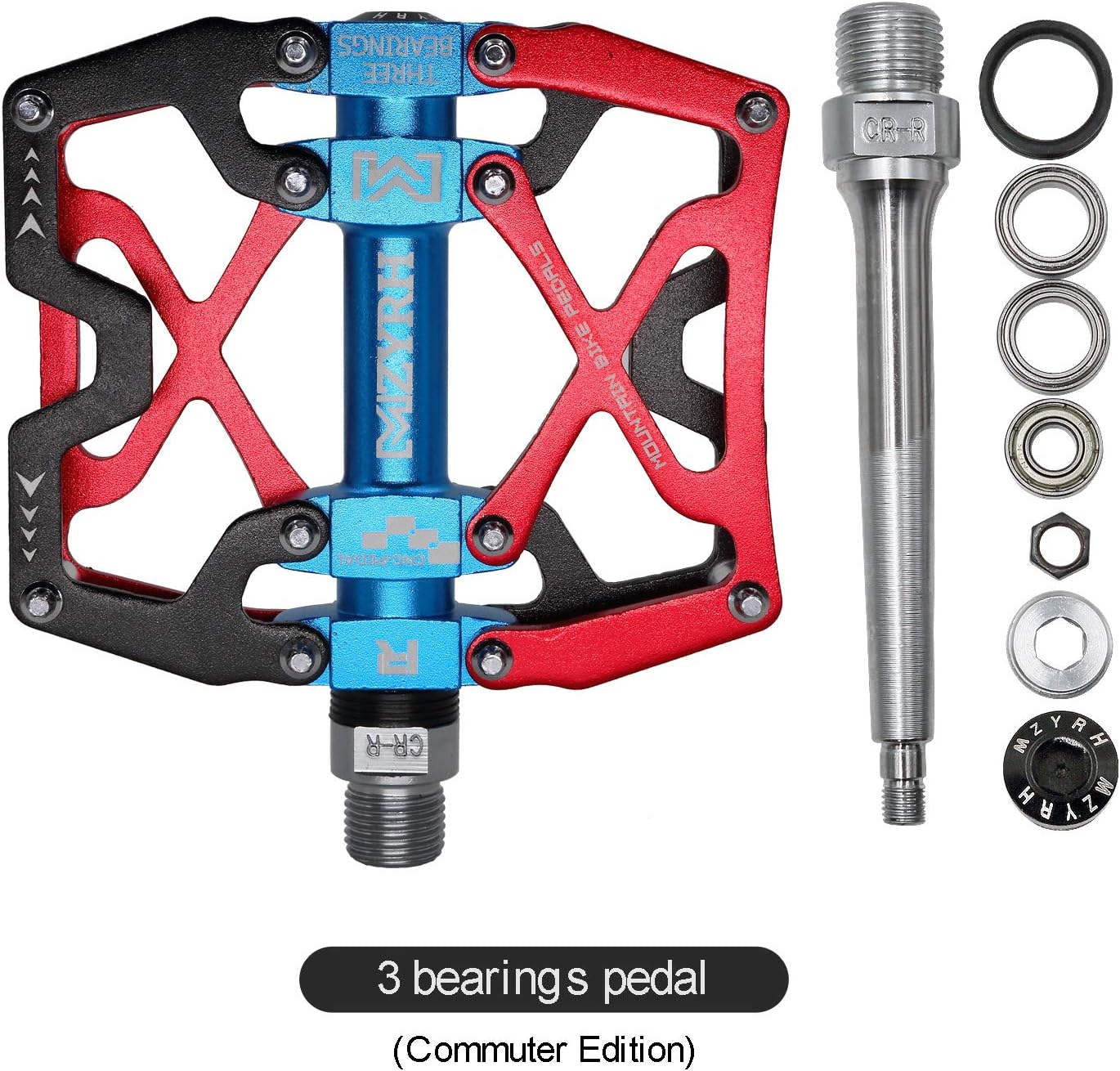 Mountain Bike Pedals, Ultra Strong Colorful CNC Machined 9/16" Cycling Sealed 3 Bearing Pedals