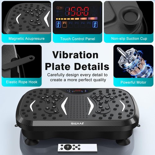 Vibration Plate Exercise Machine,Carbon Fibre Vibration Plate for Lymphatic Drainage,Vibrating Plate for 150-Speed Adjustable with 450 lbs Capacity Full Body Workout Home Gym Equipment (Men & Women)