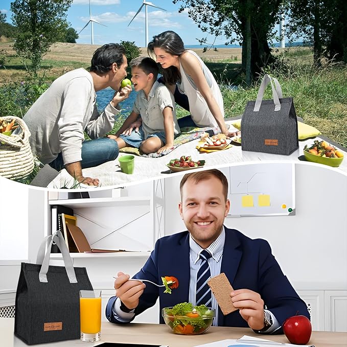 12 Pack Lunch Bags Bulk,Insulated Reusable Lunch Bags with Aluminum for Women Men,Leakproof Tote Large Lunch Box for Office,Work,Beach or Travel,multicolor