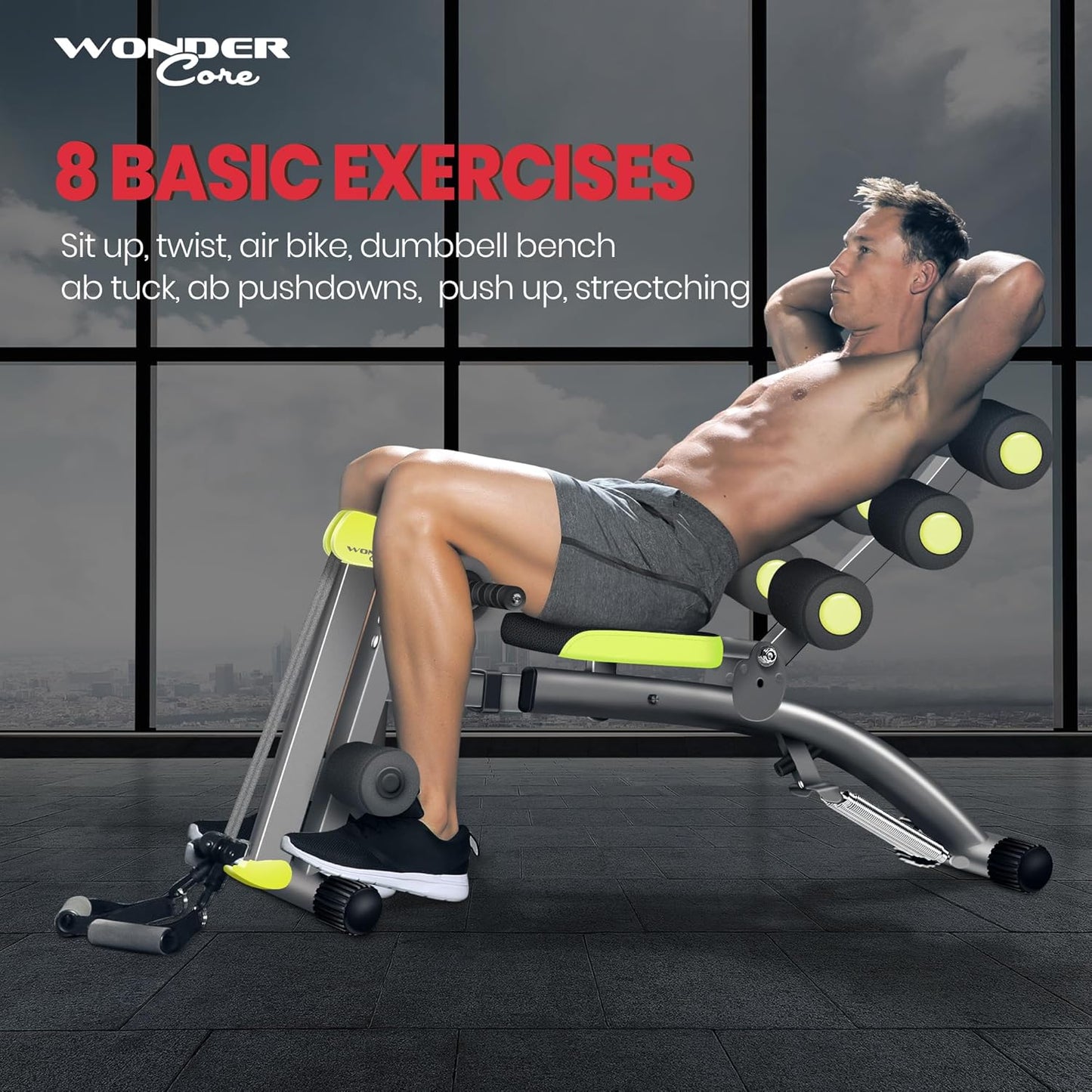 WONDER CORE 2 Total Gym Machine, Ab Workout Equipment, Adjustable Ab Machine for Stomach Workout, Sit Up Exercise Equipment for Home Workouts, Abdominal Trainer, Ab Lounger Exercise Chair