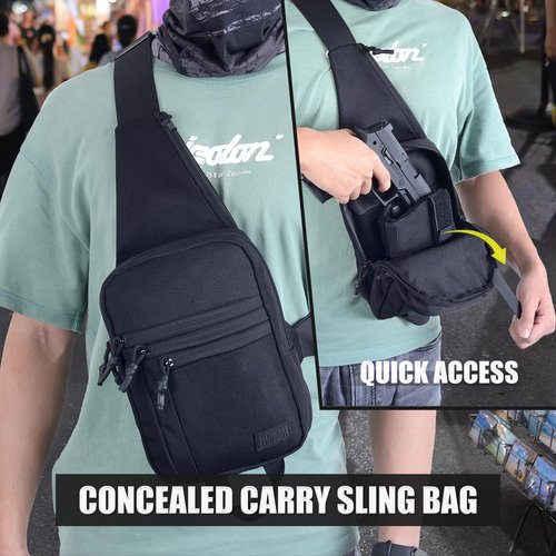 NorthClimbOtd Tactical Sling Chest Bag Concealed Carry Bags with Gun Holder EDC Shoulder Crossbody Casual pac (Black)
