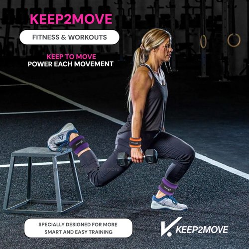 KEEP2MOVE Ankle Weights for Men Women Kids 1 Pair 2Lbs Each, Rectangular Strength Training Wrist Weights with Adjustable Strap for Walking, Running, Pilates, Yoga, Dance, Aerobics, Cardio Exercises