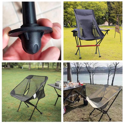 LUORNG 4PCS 14mm Tube Diameter Black Camping Chair Foot Cover Plastic Anti Sag Flying Saucer Foot Cover Camping Chair Foot Accessory for Outdoor Folding Chair