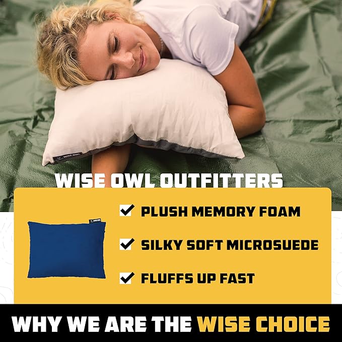 Wise Owl Outfitters Essentials Airplanes, Camping, and Travel-Memory Foam Washable Pillow-Small, Medium (Pack of 1), Grey