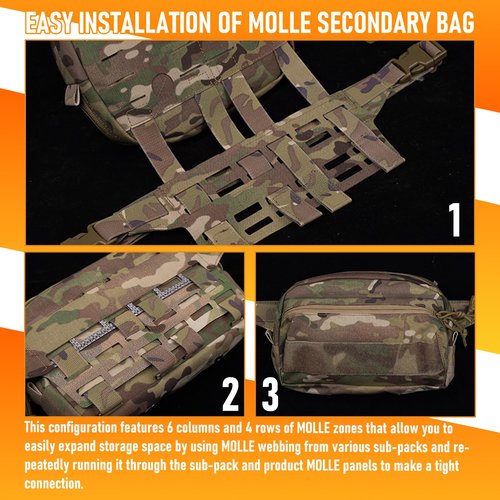 BShasrlim Tactical Fanny Pack Sub Load Adapter - Fanny Sub Load Adapter Panel with Universal Molle Compatibility for EDC Sling Bag Waist Belt Extension - DIY Waist Pouch Carrying Platform (Black)
