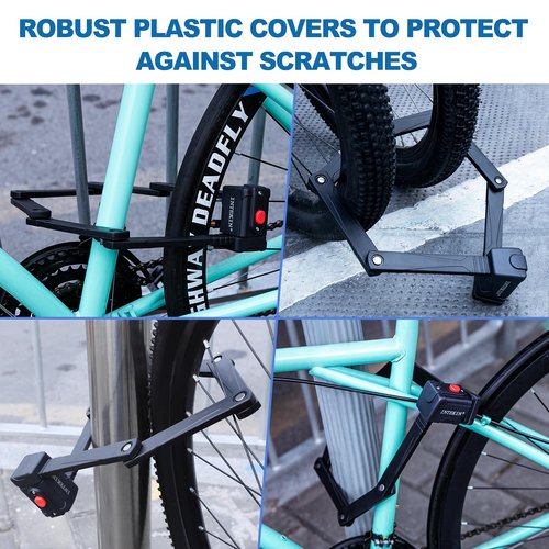 INTEKIN Compact Folding Bike Lock, Heavy Duty Bicycle Lock with 3 Keys and Mount, Lightweight Foldable Chain Locks for E-Bike, Motorcycles, Scooters - 75cm (30 in)
