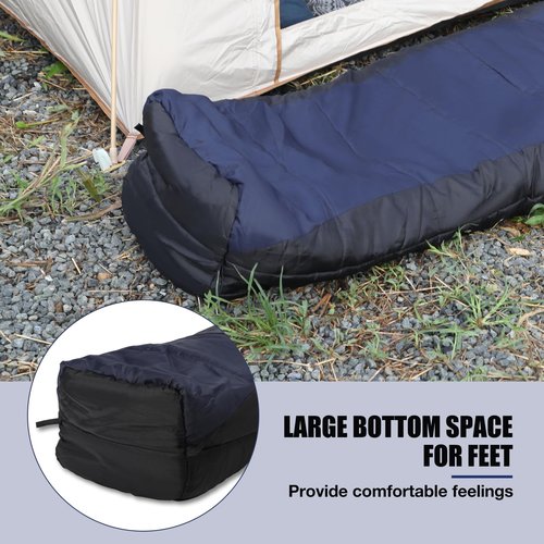 REDCAMP Cold Weather Mummy Sleeping Bag, 0 Degree Warm Flannel Cotton Sleeping Bag for Adults, Warm and Machine Washable Perfect for Winter Camping, Navy Blue with 4lbs Filling