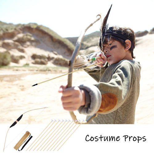 Basbon 10 Pcs Wooden Suction Cup Arrows, 16 Inch Handmade Wooden Toy Arrow for Kids and Beginners, Archery Bows Outdoor Play Cosplay Costume Decoration