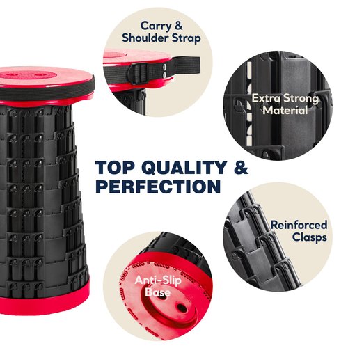 Prestige Outback Upgraded Collapsible Stool 2-Pack, 620lbs Max Weight, Lightweight Yet Sturdy, Portable Retractable Foldable Telescoping Camping Stool for Adults Outdoor Fishing Hiking Travel BBQ